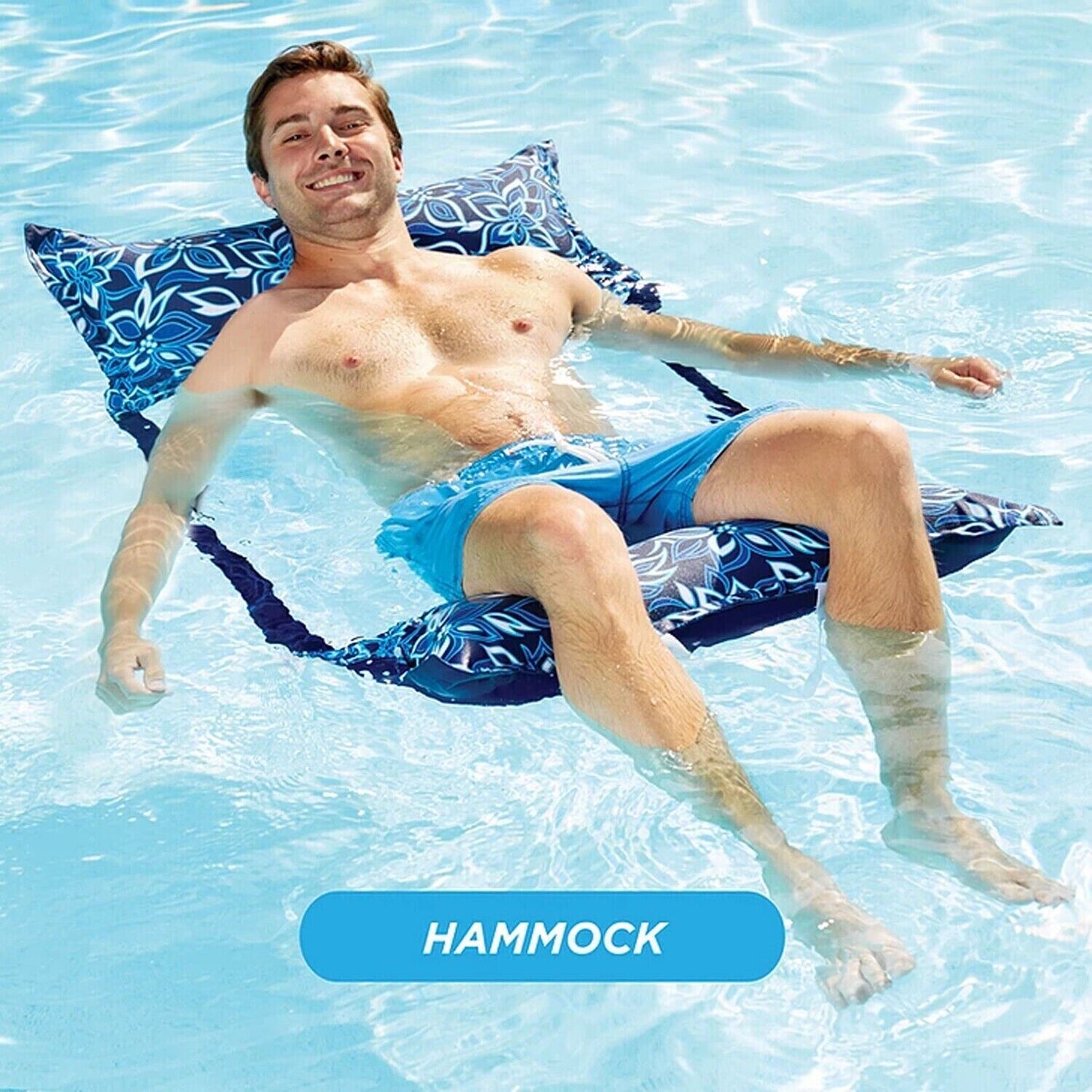 Aqua Leisure 4 in 1 Inflatable Supreme Monterey Hammock Pool Float, Orchid Blue - ARISDEALS