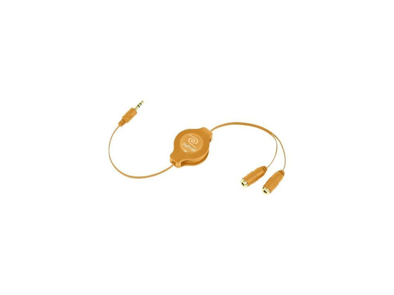 retrak retractable headphones splitter, orange - ARISDEALS