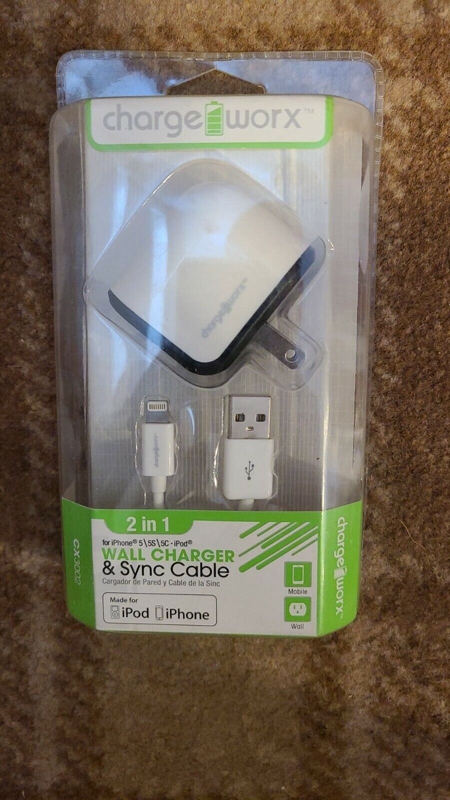 Chargeworx CX3002WH USB Wal Charger & Sync. iPhone 5/5/5S/5C, iPod and 6/6Plus - ARISDEALS