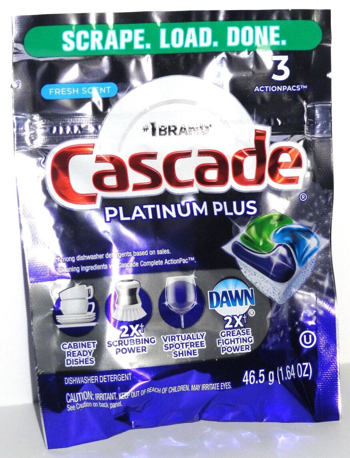 Cascade Platinum Plus Dishwasher Detergent Sample Pack 3 ActionPacs Fresh Scent - ARISDEALS