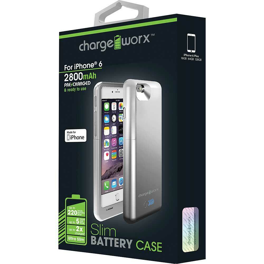 Chargeworx 2800 mAh Battery Case for iPhone 6, Silver - ARISDEALS