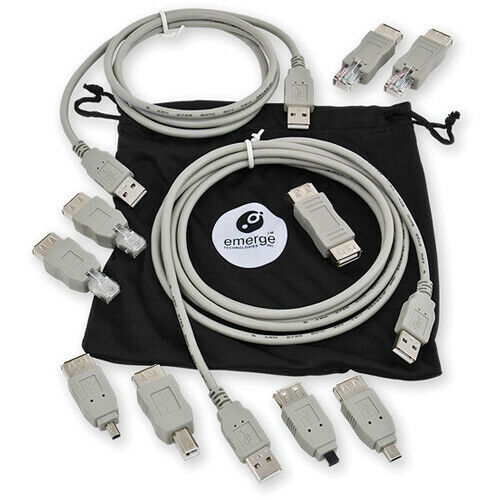 Universal 6 Foot USB 2.0 Cable Kit 9 Interchangeable Tips Mobile Network Phone - ARISDEALS