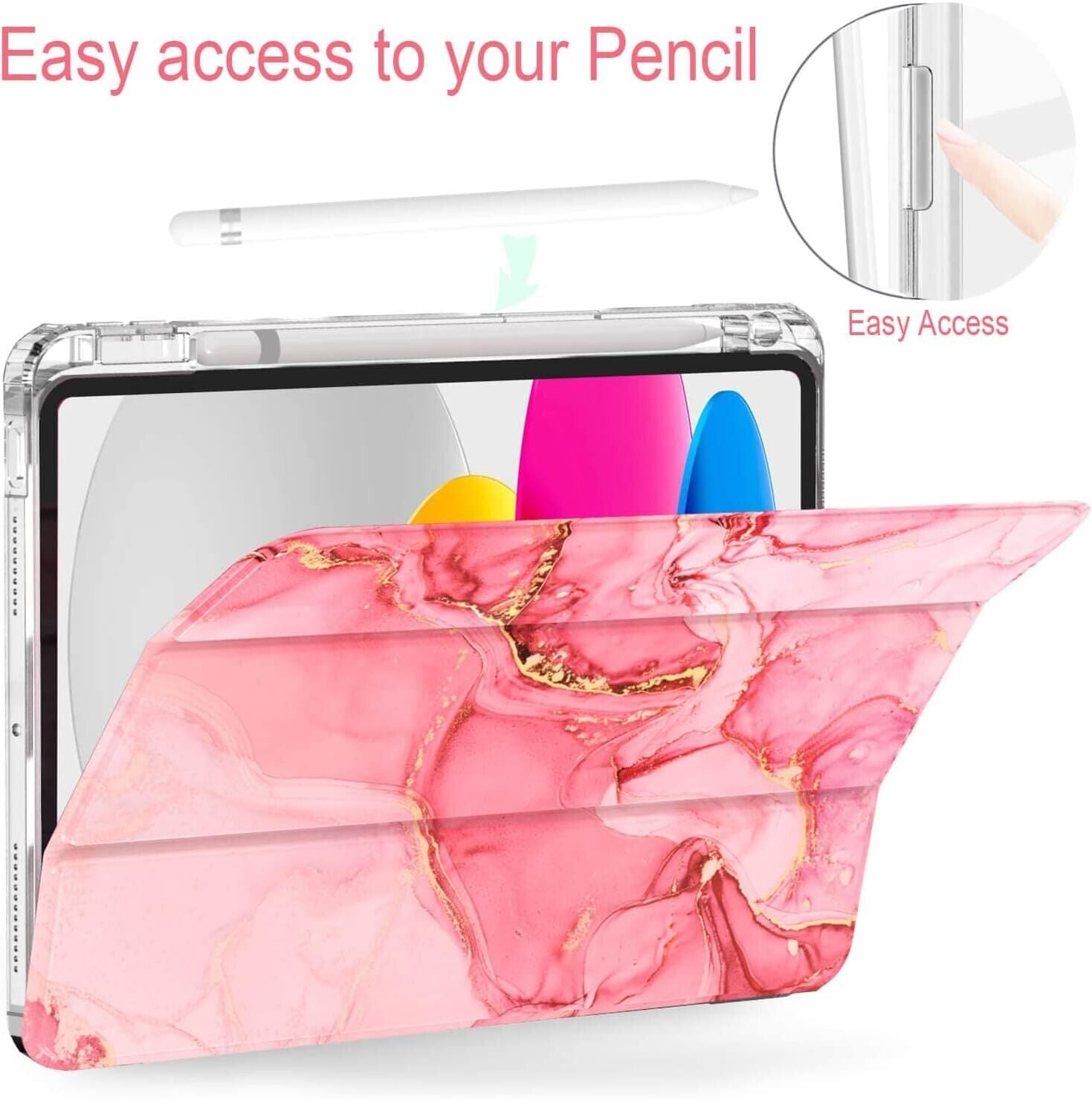 Pink Case for iPad 10th Generation Case, Slim Lightweight Trifold iPad 10.9 - ARISDEALS